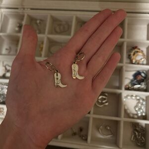 Silver Cowboy Boot Earrings